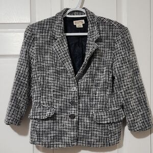 Michael Kors Black and White Checkered Blazer